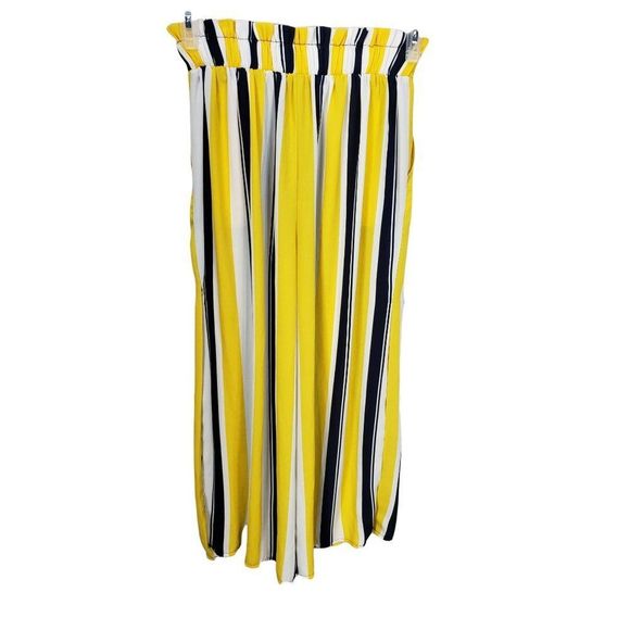 Haute Monde Striped Wide Leg Pants High Rise Trousers Yellow Black Size Small - Picture 2 of 12